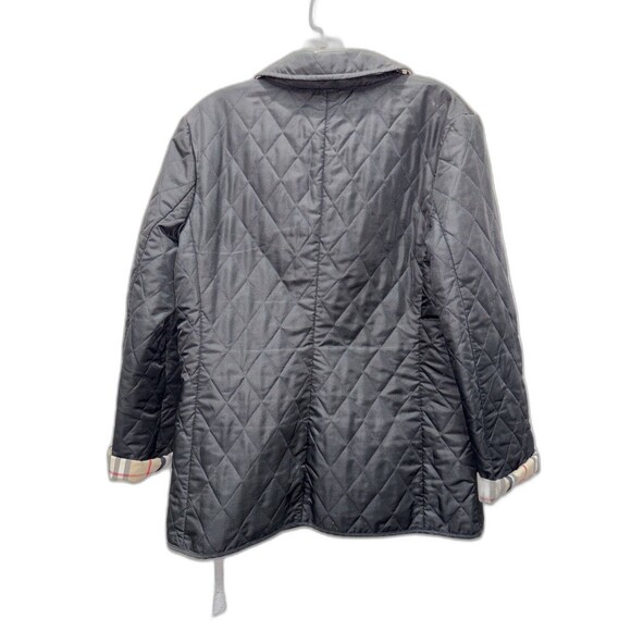 Burberry London Quilted Jacket Coat Nova Check Diamond Women M Snaps Pockets - Picture 7 of 11